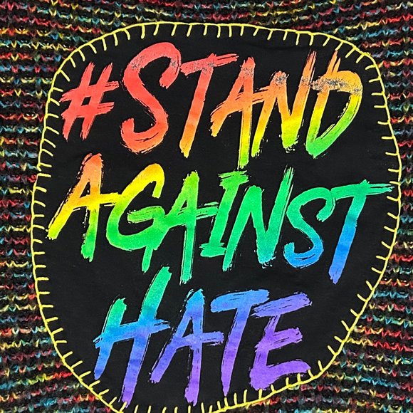 Upcycled Pride Knit Cropped Sweater with Hand stitching M (no tag) - Picture 4 of 5